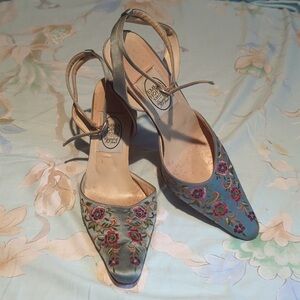 Emma Hope Grey Embroidered Heels UK Vintage